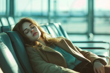 Tired Corporate Traveler Taking a Breakの素材