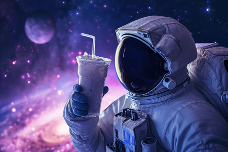 Galactic Refreshment: Astronaut Savoring Protein Elixirの素材