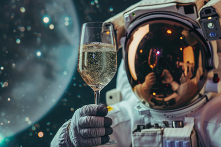 Galactic Celebration: Astronaut's Close-Up Toastの素材