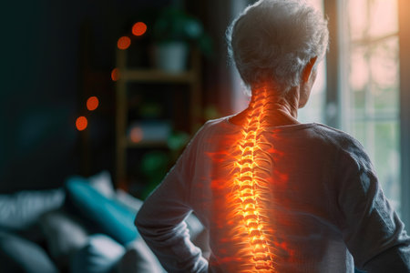Highlighted Spine Discomfort in Elderly Lady: Digital Compositionの素材