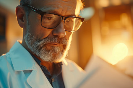 Experienced Doctor Examining Chartsの素材