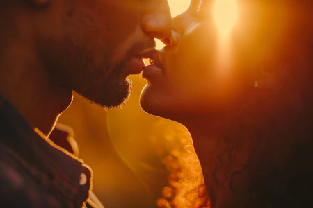 Romantic Kiss at Golden Hourの素材