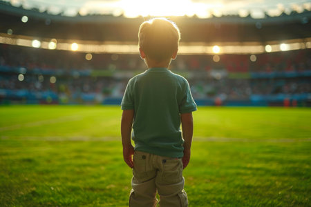 Aspirations on the Pitch: Young Soccer Star in Stadiumの素材