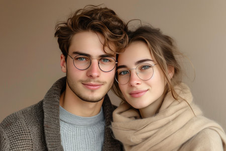Fashionable Duo: Young Love in Minimalist Settingの素材