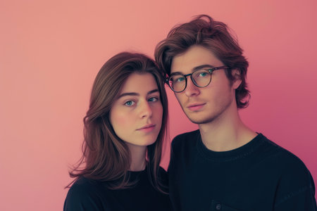 Contemporary Romance: Trendsetting Duo in Portraitの素材