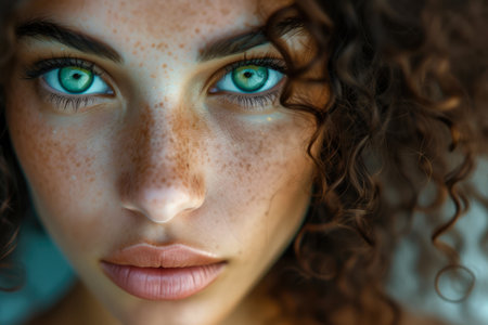 Ethereal Elegance: Macro Shots of a Beautiful Girl with Curly Locksの素材