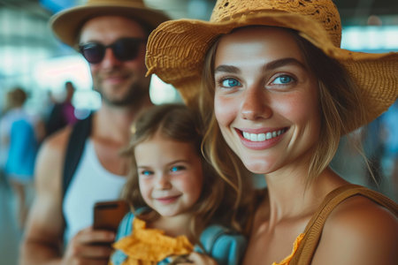 Joyful Young Family Embarking on Vacation Journeyの素材