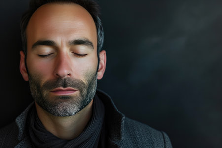 Serenading Silence: A 40-Year-Old Connoisseur Enjoys Musicの素材