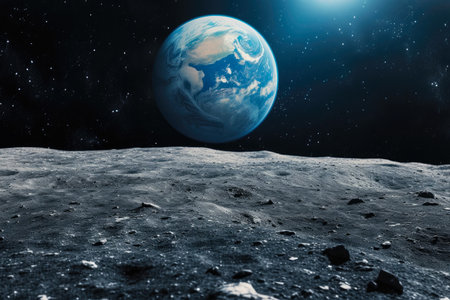 Beyond Boundaries: Earth's Brilliance on the Lunar Horizonの素材