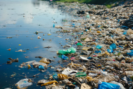 Environmental Emergency: Plastic Trash Tainting River Watersの素材