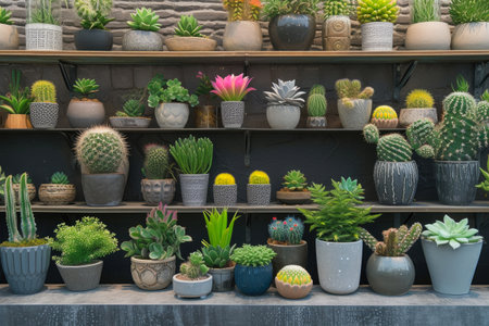 Cactus Elegance: Stylish Home Garden Compositionの素材