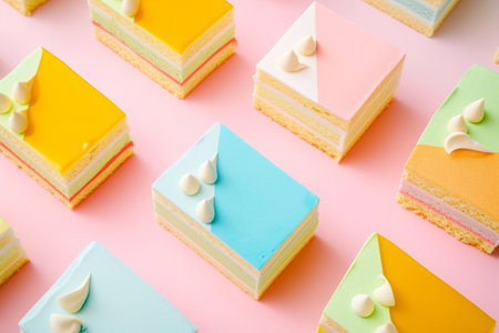 Sweet Symmetry: Pastel-Colored Isometric Cake Temptationの素材