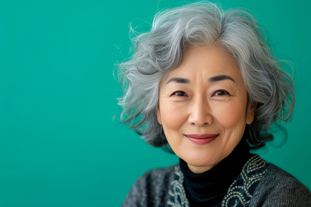 Joyful Japanese Lady in Emeraldの素材