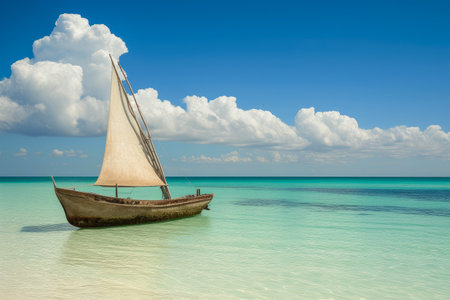 Seaside Serenity: Boat Along the Shoreの素材