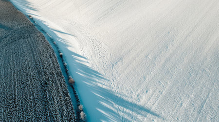 Winter Wonderland Aerial: Shadows on Snowy Landscapeの素材