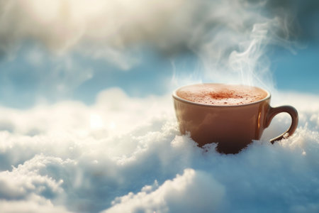 Snowy Serenity: Steaming Cup of Cocoaの素材