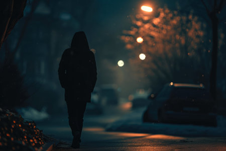 Solitude in Shadows: A Midnight Strollの素材