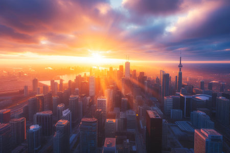 Urban Symphony: Sunrise Serenade over Architectural Splendorの素材