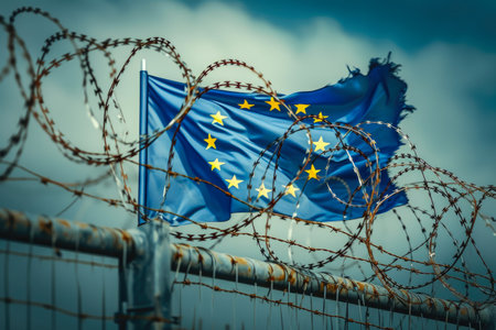 Unity Under Siege: European Flag Surroundedの素材