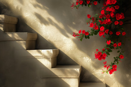 Morning Bloom: Staircase Serenity in Nature's Embraceの素材