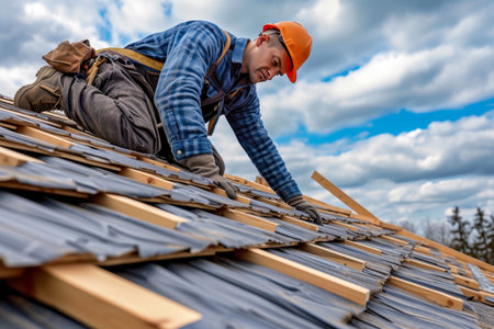 Precision Craftsmanship: Gloved Hands Shaping the Skylineの素材