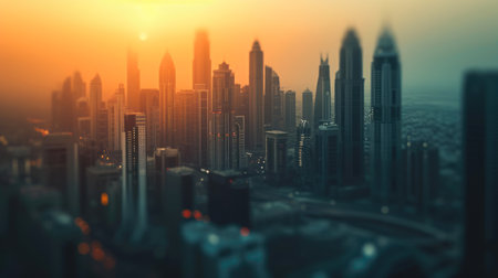Urban Elegance: Black and Green Tones Define Dubai's Skylineの素材