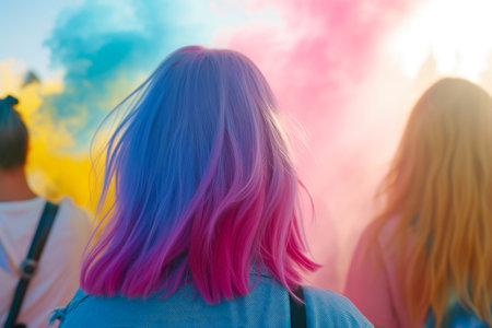 Whimsical Blooms of Unity: A Palette of Colorful Facesの素材