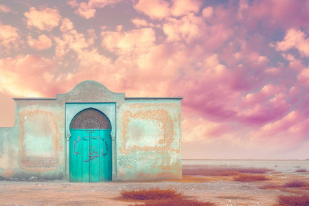 Arabic Allure: Pastel-Colored Hills Embrace Moroccan Dwellingの素材