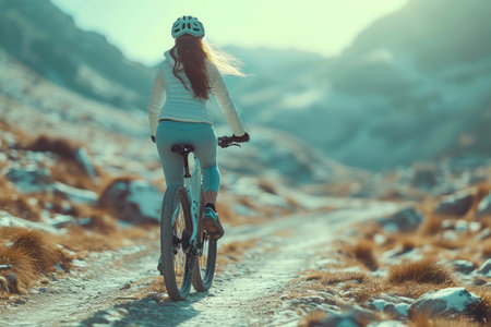 Full-Length Cyclist in Refreshing Green Hueの素材