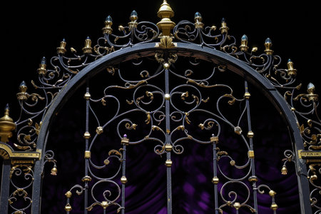 Gilded Entrance: Wrought Iron and Velvet Opulenceの素材