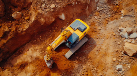 Construction Excavator in Actionの素材
