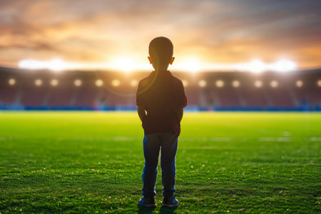 Child with Soccer Dreams, Picturing Pro Footballer Journeyの素材