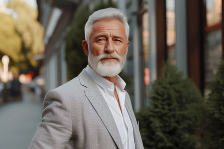 Elegance and Confidence: Mature Man in Stylish Attireの素材