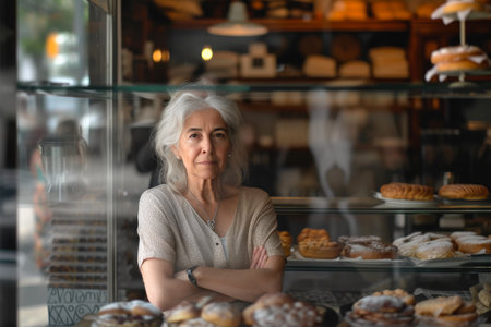 Ageless Entrepreneurial Spirit: Woman Championing Bakery Artistryの素材
