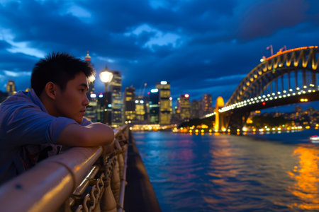 Evening Reflections: Urban Skyline Leanの素材