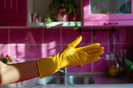 Household Tasks in Stylish Yellow Latexの素材