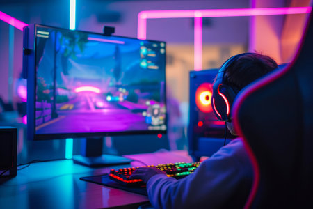 Gaming Wonderland: Computer Setup with Vivid Lightの素材