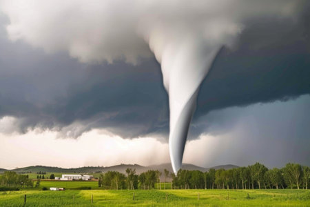 Destructive Twister Barreling Across Farm Fieldsの素材