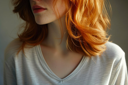 Fiery-Haired Beauty: Shoulder Up Closeの素材