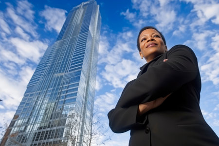 Confident Businessman Embracing Urban Successの素材