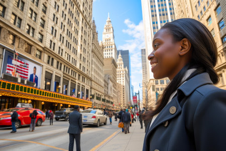 Urban Aspirations: Confident African American Woman in Business Attireの素材