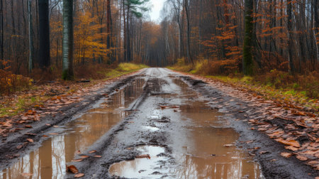 Enchanting Forest Trail: Rainy Day Delightの素材