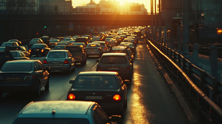 Concrete Conundrum: Commuters Stalled in the Urban Mazeの素材