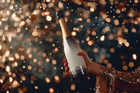 Chic Event: Woman Popping Champagne Bottleの素材