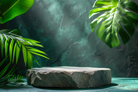 Leafy Splendor: Beauty Podium Amidst Nature's Bountyの素材
