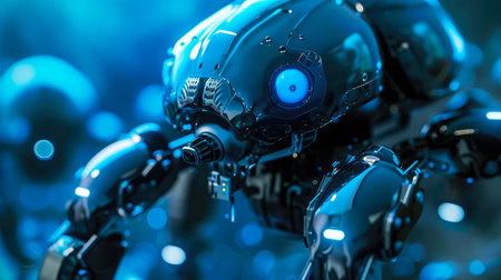 Nano Nexus: Stunning Close-Up of Dark Blue Sci-Fi Nanobotの素材