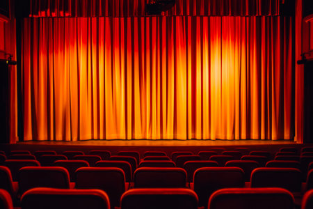 Captivating Theater Scene with Illuminated Curtainsの素材