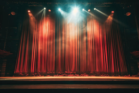 Dramatic Stage Setting with Elegant Curtainsの素材