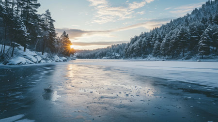 Arctic Reflections: Snowy Lake Sceneの素材