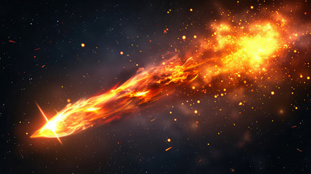 Celestial Spectacle: Stunning Meteor Blaze in Transparent Night Skyの素材